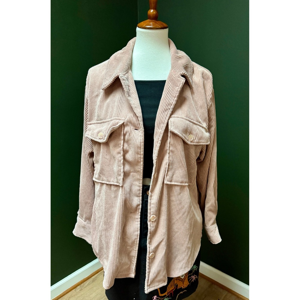 Ashley by 26 International Pink Corduroy Shacket Women's Size‎ M